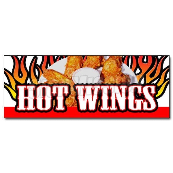 Signmission HOT WINGS 1 DECAL sticker buffalo spicy chicken crispy sauce hot sauce, D-12 Hot Wings 1 D-12 Hot Wings 1 - main